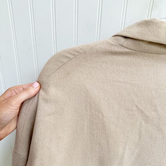 AYR The Robe Jacket Coat Tan Camel Shawl Collar Wool Blend Longline Medium - Picture 7 of 11